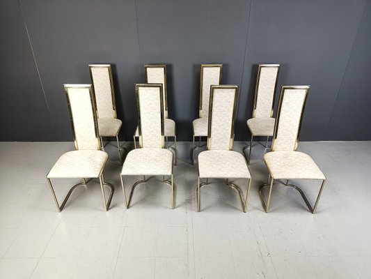 Vintage Brass Dining Chairs attributed to Belgo Chrom / Dewulf Selection, 1970s, Set of 8-IRH-2028269