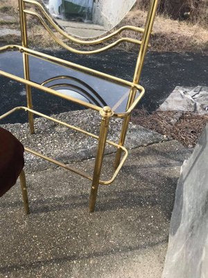 Vintage Brass Dressing Table & Stool, 1950s, Set of 2-OXJ-869229