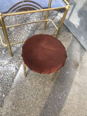 Vintage Brass Dressing Table & Stool, 1950s, Set of 2-OXJ-869229