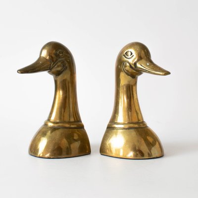 Vintage Brass Duckhead Bookends, 1980s, Set of 2-IXK-1402756