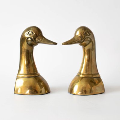 Vintage Brass Duckhead Bookends, 1980s, Set of 2-IXK-1402756