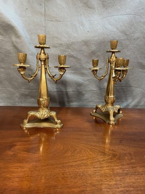 Vintage Brass Empire Design Candelabras, Set of 2-NSG-2034369