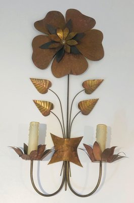 Vintage Brass Flower Sconces, Set of 2-BA-1365339