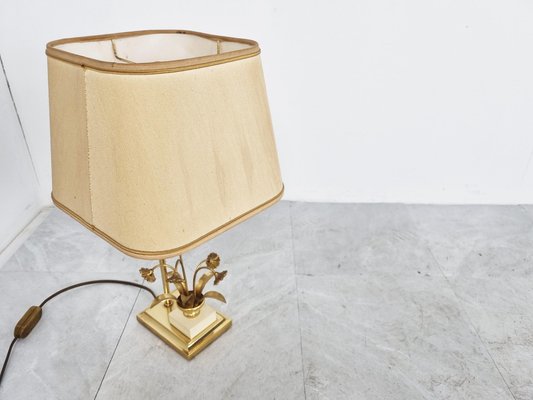 Vintage Brass Flower Table Lamp attributed to Massive, 1970s-IRH-1383169