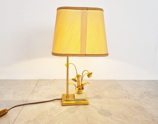 Vintage Brass Flower Table Lamp attributed to Massive, 1970s-IRH-1383169