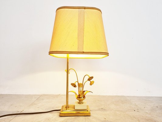 Vintage Brass Flower Table Lamp attributed to Massive, 1970s-IRH-1383169