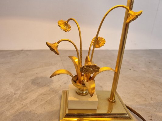 Vintage Brass Flower Table Lamp attributed to Massive, 1970s-IRH-1383169