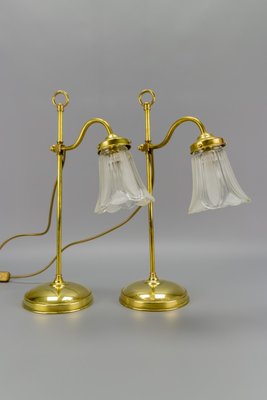 Vintage Brass & Frosted Glass Table Lamps, Set of 2-KEG-911622