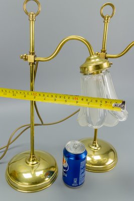 Vintage Brass & Frosted Glass Table Lamps, Set of 2-KEG-911622