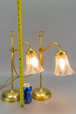 Vintage Brass & Frosted Glass Table Lamps, Set of 2-KEG-911622