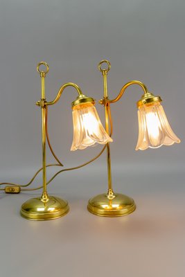 Vintage Brass & Frosted Glass Table Lamps, Set of 2-KEG-911622