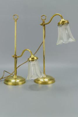 Vintage Brass & Frosted Glass Table Lamps, Set of 2-KEG-911622