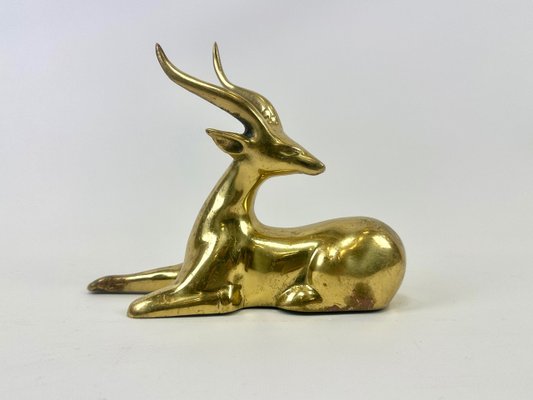 Vintage Brass Gazelle Figurine, 1970s-ZCY-2028403