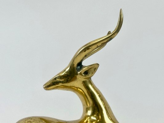 Vintage Brass Gazelle Figurine, 1970s-ZCY-2028403