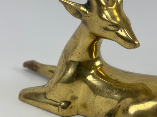 Vintage Brass Gazelle Figurine, 1970s-ZCY-2028403