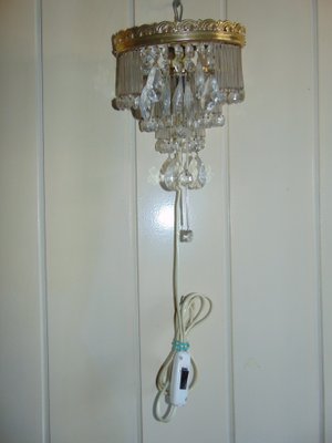 Vintage Brass, Glass, and Crystal Sconce, 1970s-CAQ-572159