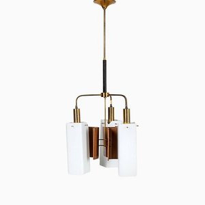 Vintage Brass & Glass Ceiling Light, 1950s-IUC-1254283