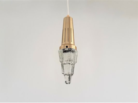 Vintage Brass & Glass Pendant Lamps from Vitrika, Set of 2-NV-867514