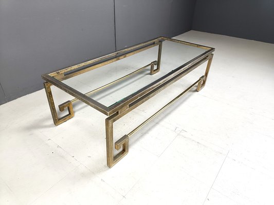 Vintage Brass Greek Key Coffee Table, 1970s-IRH-2042958