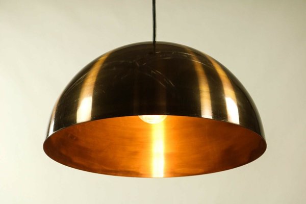 Vintage Brass Hemisphere Pendant Lamp, 1960s-FUP-1395232