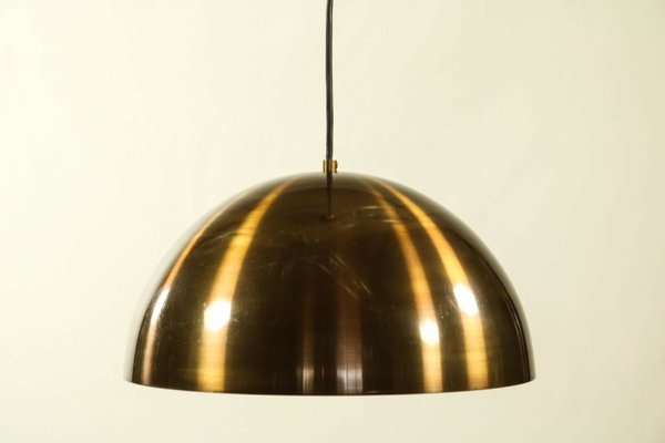 Vintage Brass Hemisphere Pendant Lamp, 1960s-FUP-1395232