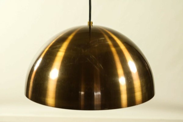 Vintage Brass Hemisphere Pendant Lamp, 1960s-FUP-1395232