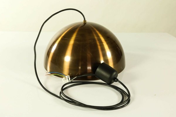 Vintage Brass Hemisphere Pendant Lamp, 1960s-FUP-1395232