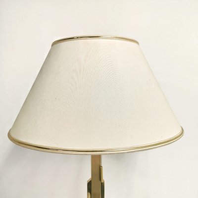 Vintage Brass Lamp with Fabric Lampshade, 1970s-PRS-1804552