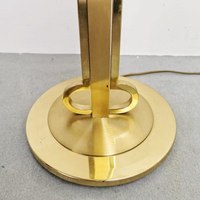 Vintage Brass Lamp with Fabric Lampshade, 1970s-PRS-1804552