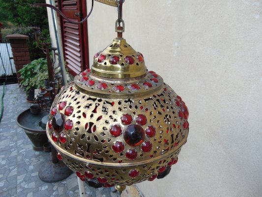 Vintage Brass Lantern Lamp, 1970s-CAQ-1334907