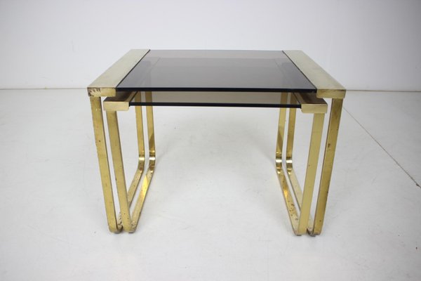 Vintage Brass Nesting Table Set, 1970s-TZ-938755