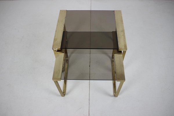 Vintage Brass Nesting Table Set, 1970s-TZ-938755