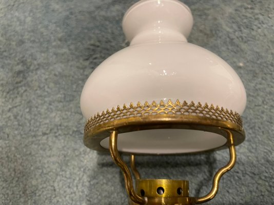 Vintage Brass Opaline Glass Sconces, 1960s, Set of 2-JJC-1431954