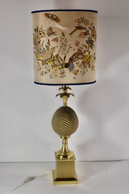 Vintage Brass Pineapple Lamp, France, 1970s-HFR-1812480