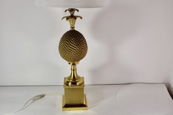 Vintage Brass Pineapple Lamp, France, 1970s-HFR-1812480