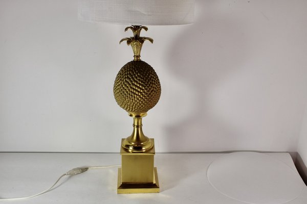 Vintage Brass Pineapple Lamp, France, 1970s-HFR-1812480