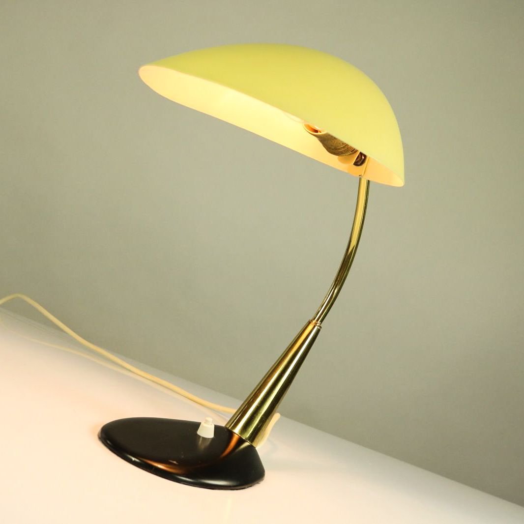 Vintage Brass Reading Table Lamp in Yellow & Black from Cosack, 1950s