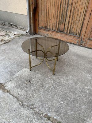 Vintage Brass Round Coffee Table, 1970s-OXJ-1166514