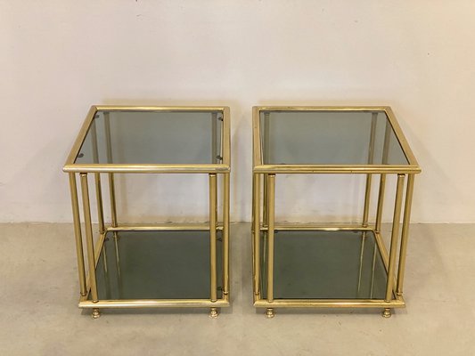 Vintage Brass Side Tables, 1970s, Set of 2-NPC-1334606