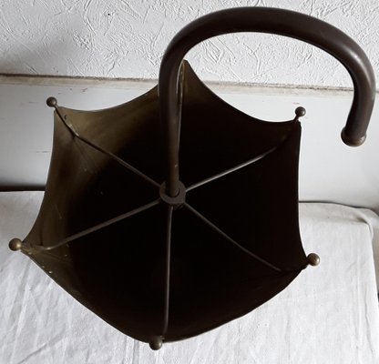 Vintage Brass Umbrella Stand in the Shape of a Half-Opened Umbrella, 1970s-HOI-958705