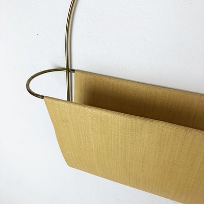 Vintage Brass Wall Hanging Magazine Holder, Austria, 1950s-QZ-1147727