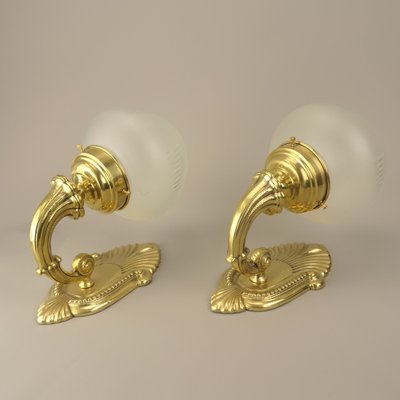 Vintage Brass Wall Lamps, Austria, 1920s, Set of 2-KDB-1777143