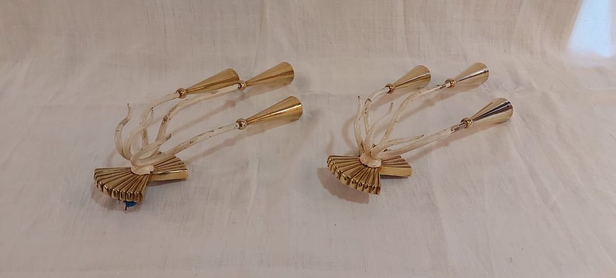 Vintage Brass Wall Sconces by cesare lacca, Set of 2