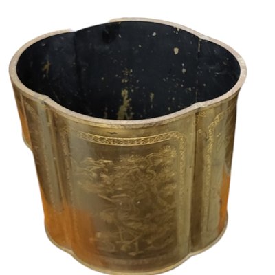 Vintage Brass Wastepaper Baskets with Engravings, Set of 3-TCS-1747251