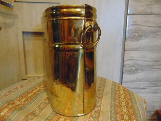 Vintage Brass Wood Container, 1970s-CAQ-1275834