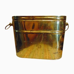 Vintage Brass Wood Container, 1970s-CAQ-1275834