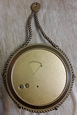 Vintage Brass & Wood Wall Clock, 1950s-HOI-1172155