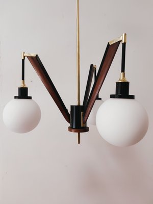 Vintage Brass & Wooden Ceiling Lamp from Stilnovo-QLH-883404