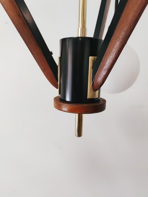 Vintage Brass & Wooden Ceiling Lamp from Stilnovo-QLH-883404