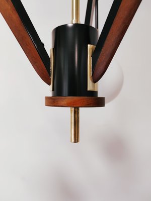 Vintage Brass & Wooden Ceiling Lamp from Stilnovo-QLH-883404